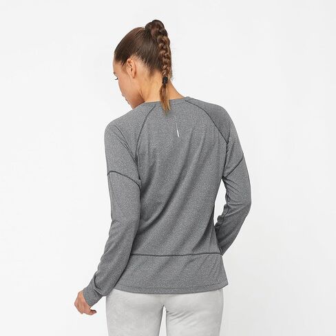 Salomon Women's Standard Cross Run LS TEE W-DEEP Black-Heather XL in Saudi Arabia