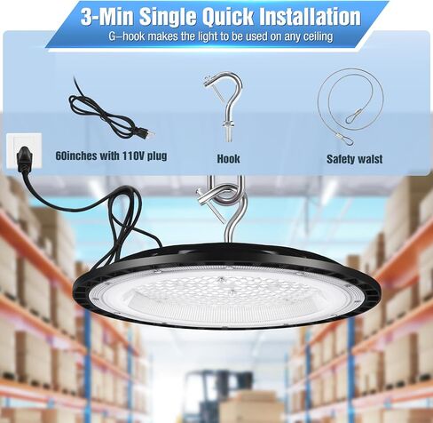 12 Pack 150W UFO LED High Bay Lights,IP66 Waterproof,120VAC,21000LM 5000K Daylight, 660W MH/HPS with Plug Commercial Bay Lighting for Barn,Gym,Factory,Warehouse,Shop,Workshop,Gym,Garage in Saudi Arabia