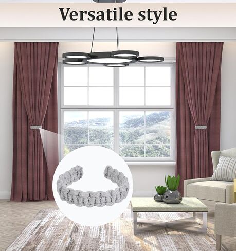 2pcs رمادي مزرعة الستار Tiebacks ، Boho Farmhouse Rustic Holdbacks قابلة للتعديل ، ديكور نافذة داخلية خفيفة الوزن ، رمادي in Kuwait