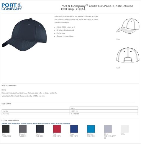 Port & Company Youth Six-Panel Unstructured Twill Cap YC914 in Saudi Arabia