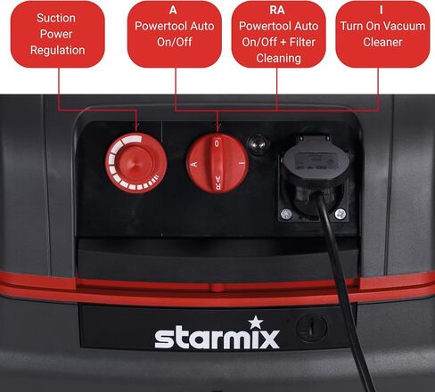 Starmix Powerhouse Top HEPA Industrial Vacuum Cleaner - 6.6 Gallons/25 L, 157 CFM, Wet/Dry All-Purpose Dust Extractor - Advanced Auto Self-Clean Filters, Quiet 69 dB(A), 103464 (Made in Germany) in Saudi Arabia