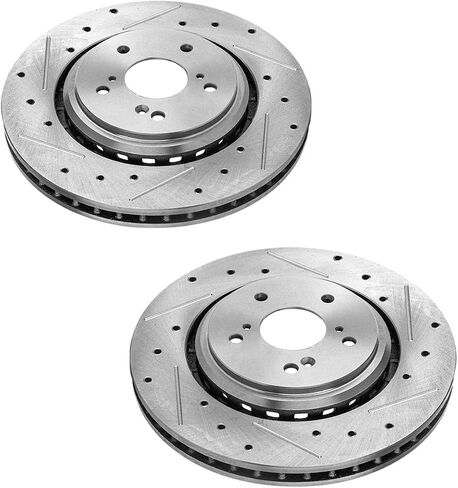 AutoShack Pair of 2 Front Drilled and Slotted Brake Rotors Silver Driver and Passenger Side Replacement for 2014-2016 Acura MDX 2015 2016 2017 2018 2019 2020 TLX 2.4L 3.5L V6 AWD FWD PR1081065DSZPR in Saudi Arabia