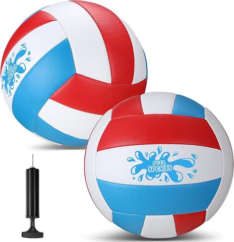 Jenaai 2 Pack Swimming Pool Water Volleyball with Pump Official Size 5 Water Volleyball for Pool Water Volleyball with Soft Cover Waterproof Beach Ball for Indoor Outdoor Beach Pool Water Sand in Saudi Arabia