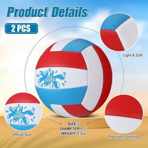 Jenaai 2 Pack Swimming Pool Water Volleyball with Pump Official Size 5 Water Volleyball for Pool Water Volleyball with Soft Cover Waterproof Beach Ball for Indoor Outdoor Beach Pool Water Sand in Saudi Arabia