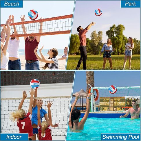 Jenaai 2 Pack Swimming Pool Water Volleyball with Pump Official Size 5 Water Volleyball for Pool Water Volleyball with Soft Cover Waterproof Beach Ball for Indoor Outdoor Beach Pool Water Sand in Saudi Arabia