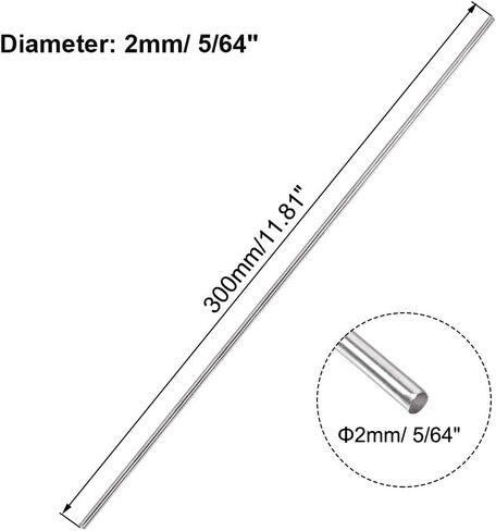 3mm x 300mm 304 Stainless Steel Solid Round Rod Lathe Bar Stock for DIY Crafts Model Car Helicopter Airplane - 2pcs in Saudi Arabia