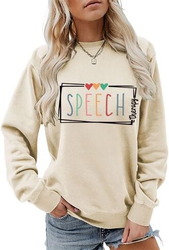 Speech Therapy Sweatshirts For Women Speech Pathologist Sweatshirt Funny Graphic Shirt Crewneck Long Sleeve Pullover in Saudi Arabia