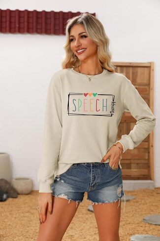 Speech Therapy Sweatshirts For Women Speech Pathologist Sweatshirt Funny Graphic Shirt Crewneck Long Sleeve Pullover in Saudi Arabia