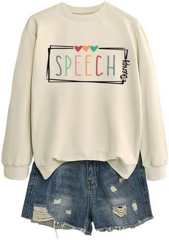 Speech Therapy Sweatshirts For Women Speech Pathologist Sweatshirt Funny Graphic Shirt Crewneck Long Sleeve Pullover in Saudi Arabia