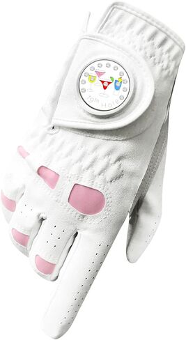 Women's Leather Golf Glove Extra Grip Value 3 Pack with 3 Ball Marker, Left Right Hand Soft Comfortable for Women and Girls, Fit Sizes Small Medium Large XL in Saudi Arabia