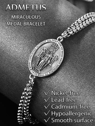 Admetus 925 Sterling Silver Patriclets Saint | مجوهرات حماية التميمة للرجال الذين لديهم سلسلة مزدوجة 7 "+2" رولو in Kuwait
