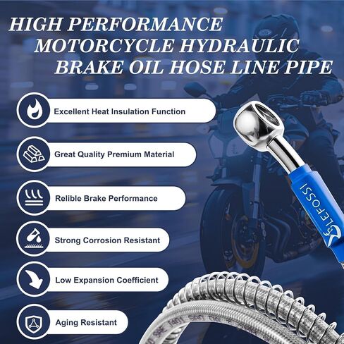 S SYUU 1300mm 130cm M10 Reinforced Hydraulic Brake Oil Hose Line Banjo Fitting Stainless Steel End Braided Cable Compatible with for Motorcycle Pit Dirt Bike Enduro Motocross Street Bikes Sport Bikes in Saudi Arabia