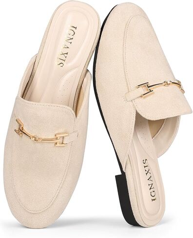 أحذية بدون كعب للنساء مسطحة بمقدمة مستديرة للنساء، بإبزيم سهل الارتداء، أحذية لوفر بدون ظهر in Kuwait