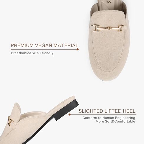 أحذية بدون كعب للنساء مسطحة بمقدمة مستديرة للنساء، بإبزيم سهل الارتداء، أحذية لوفر بدون ظهر in Kuwait