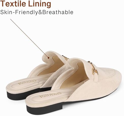 أحذية بدون كعب للنساء مسطحة بمقدمة مستديرة للنساء، بإبزيم سهل الارتداء، أحذية لوفر بدون ظهر in Kuwait