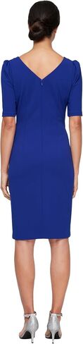 Alex Evenings Women's Short Stretch Crepe Sheath Cocktail Dress with Embellished Neckline and Puff Shoulder Elbow Sleeves in Kuwait