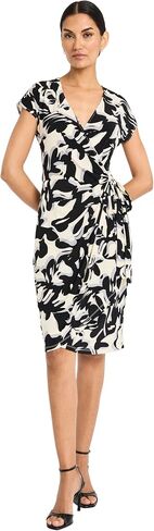 Maggy London Women's Cap Sleeve V-Neck Jersey Wrap-Side Tie Waist-Elegant Wedding Guest Dress in Saudi Arabia