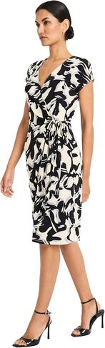 Maggy London Women's Cap Sleeve V-Neck Jersey Wrap-Side Tie Waist-Elegant Wedding Guest Dress in Saudi Arabia