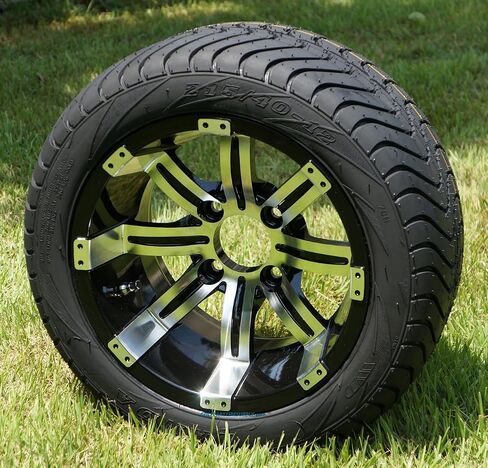 12 "عجلات Tempest Machined/Black و 215/35-12 Low Profile Dot Tyres - مجموعة من 4 (Club Car/Ezgo (1/2x20)) in Saudi Arabia