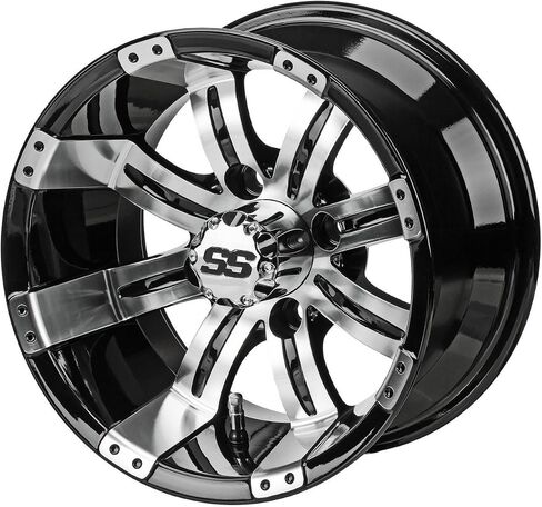 12 "عجلات Tempest Machined/Black و 215/35-12 Low Profile Dot Tyres - مجموعة من 4 (Club Car/Ezgo (1/2x20)) in Saudi Arabia