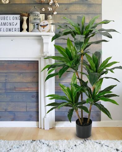 4ft Artificial Plant Fan Palm Tree Tall Faux Tropical Palm Large Fake Plant Palm Tree in Pot for Indoor and Outdoor Home Decoration in Kuwait