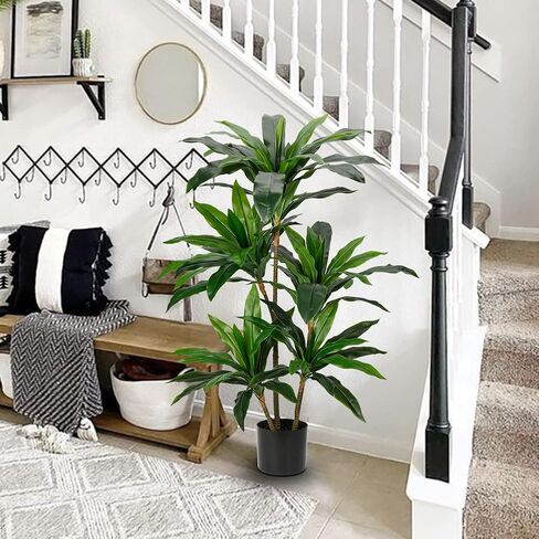 4ft Artificial Plant Fan Palm Tree Tall Faux Tropical Palm Large Fake Plant Palm Tree in Pot for Indoor and Outdoor Home Decoration in Kuwait