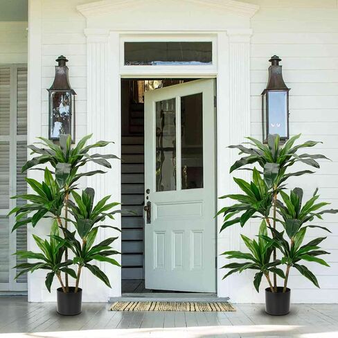 4ft Artificial Plant Fan Palm Tree Tall Faux Tropical Palm Large Fake Plant Palm Tree in Pot for Indoor and Outdoor Home Decoration in Kuwait