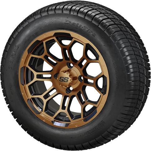 RM CART-12 "Hercules Black/Machined على إطارات 215/50-12 لذيذة (مجموعة من 4) | يناسب عربات Yamaha | إطارات عربة الجول in Saudi Arabia
