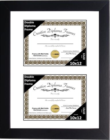 Creative Picture Frames Dual 10x12-inch Manhattan Black Double Diploma Frame | White Mat holds two 10 by 12-inch Documents in 14x24 Frame with Installed Hardware in Saudi Arabia