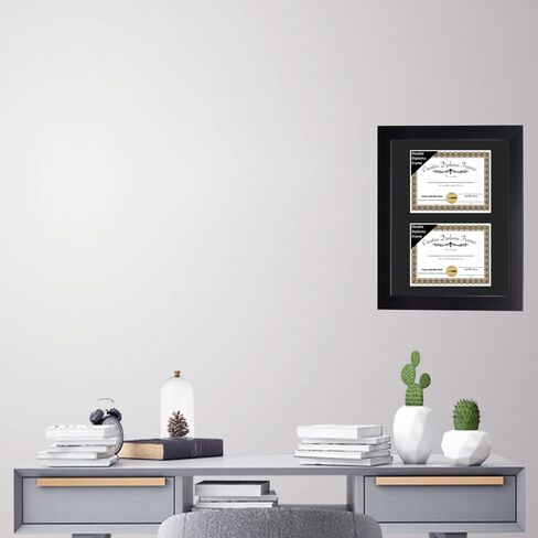 Creative Picture Frames Dual 10x12-inch Manhattan Black Double Diploma Frame | White Mat holds two 10 by 12-inch Documents in 14x24 Frame with Installed Hardware in Saudi Arabia