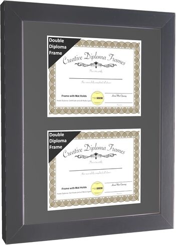 Creative Picture Frames Dual 10x12-inch Manhattan Black Double Diploma Frame | White Mat holds two 10 by 12-inch Documents in 14x24 Frame with Installed Hardware in Saudi Arabia