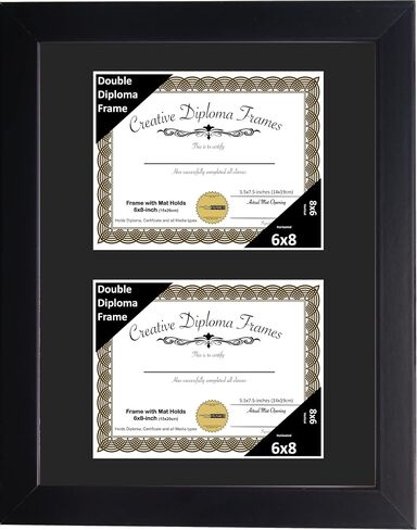 Creative Picture Frames Dual 10x12-inch Manhattan Black Double Diploma Frame | White Mat holds two 10 by 12-inch Documents in 14x24 Frame with Installed Hardware in Saudi Arabia