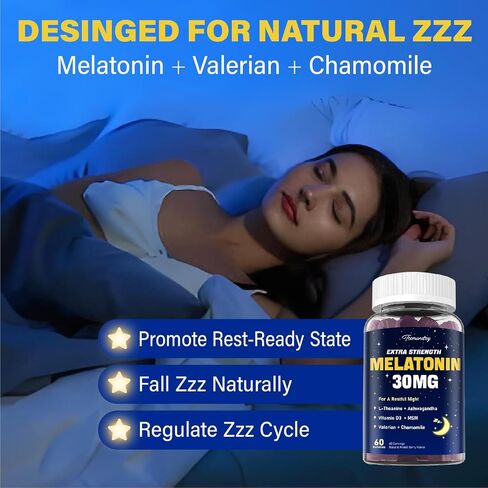 Melatonin Gummies 30mg للبالغين: مكملات الميلاتونين القصوى مع L-theanine ، Ashwagandha ، MSM ، فيتامين D3 والزنك-تشكيل غير حادة ، لدورة الراحة ، zzzs العميقة ، نكهة التوت المختلطة الطبيعية in Kuwait