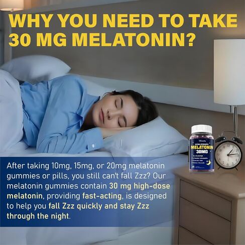 Melatonin Gummies 30mg للبالغين: مكملات الميلاتونين القصوى مع L-theanine ، Ashwagandha ، MSM ، فيتامين D3 والزنك-تشكيل غير حادة ، لدورة الراحة ، zzzs العميقة ، نكهة التوت المختلطة الطبيعية in Kuwait