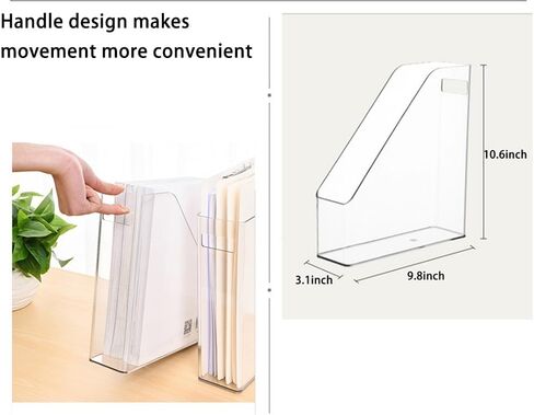 Acrylic Magazine Holder, 4 PCS File Magazine & Book Storage Rack for Office Desk, Clear Book Organizer with 3pcs Silicone Automatic Bookmarks in Saudi Arabia