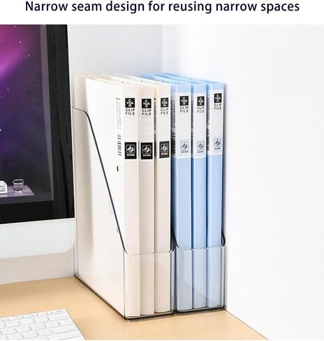 Acrylic Magazine Holder, 4 PCS File Magazine & Book Storage Rack for Office Desk, Clear Book Organizer with 3pcs Silicone Automatic Bookmarks in Saudi Arabia