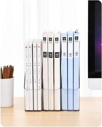 Acrylic Magazine Holder, 4 PCS File Magazine & Book Storage Rack for Office Desk, Clear Book Organizer with 3pcs Silicone Automatic Bookmarks in Saudi Arabia