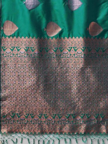 Women's Banarasi Silk Blend Saree With Unstitched Blouse Piece | INDIAN SAREE pack of 1 in Saudi Arabia