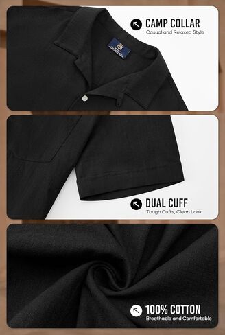 Mens Cuban Shirt Casual Cotton Vacation Summer Button Shirts with Pocket (S-XXL) in Saudi Arabia
