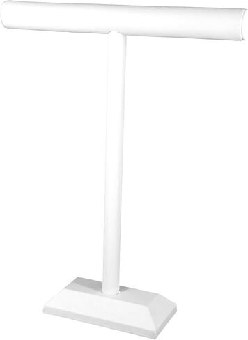 SSWBasics Large White Faux Leather T-Bar Jewelry Display Stand - Elegant Necklace and Bracelet Holder - Premium RTA Jewelry Display for Organized Presentation in Saudi Arabia