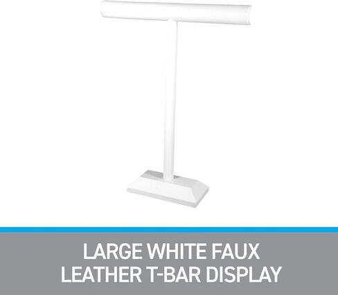 SSWBasics Large White Faux Leather T-Bar Jewelry Display Stand - Elegant Necklace and Bracelet Holder - Premium RTA Jewelry Display for Organized Presentation in Saudi Arabia