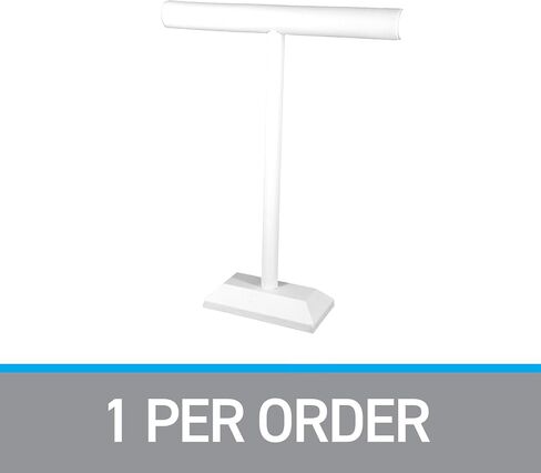 SSWBasics Large White Faux Leather T-Bar Jewelry Display Stand - Elegant Necklace and Bracelet Holder - Premium RTA Jewelry Display for Organized Presentation in Saudi Arabia