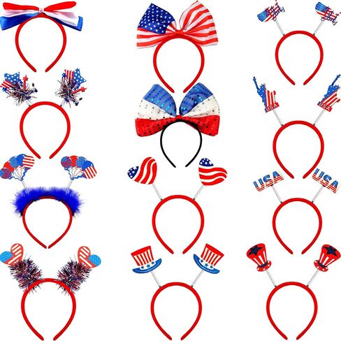 12 Pieces Patriotic Headbands Fourth 4th of July Head Boppers Headband American Flags Stars Headbands for Independence Day Celebration Parade Party Supplies in Saudi Arabia
