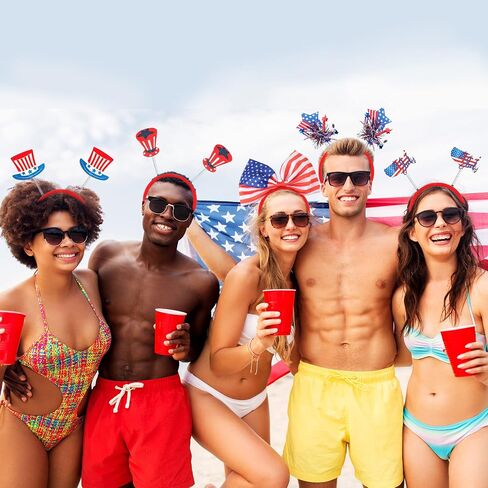 12 Pieces Patriotic Headbands Fourth 4th of July Head Boppers Headband American Flags Stars Headbands for Independence Day Celebration Parade Party Supplies in Saudi Arabia