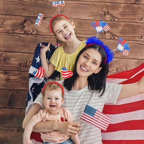 12 Pieces Patriotic Headbands Fourth 4th of July Head Boppers Headband American Flags Stars Headbands for Independence Day Celebration Parade Party Supplies in Saudi Arabia