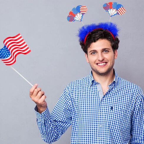 12 Pieces Patriotic Headbands Fourth 4th of July Head Boppers Headband American Flags Stars Headbands for Independence Day Celebration Parade Party Supplies in Saudi Arabia