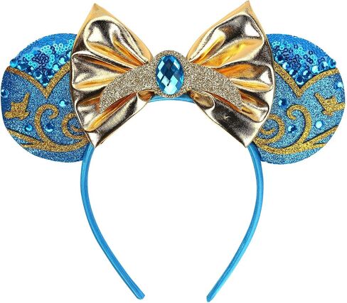Mouse Ears Headbands For Women Adult Mouse Ear Costume Cosplay Birthday for Park Blue Party with Bows in Saudi Arabia