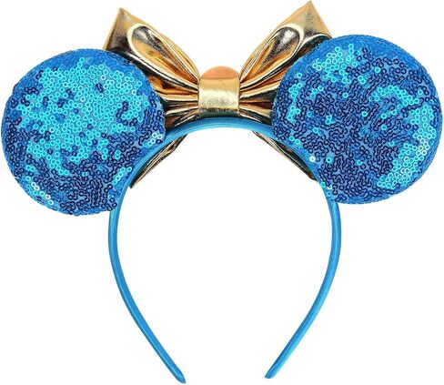 Mouse Ears Headbands For Women Adult Mouse Ear Costume Cosplay Birthday for Park Blue Party with Bows in Saudi Arabia