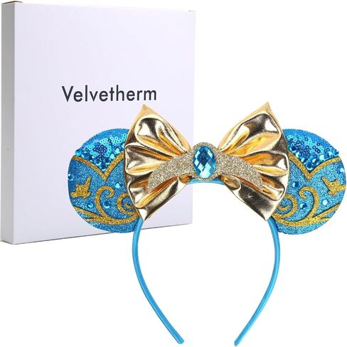 Mouse Ears Headbands For Women Adult Mouse Ear Costume Cosplay Birthday for Park Blue Party with Bows in Saudi Arabia