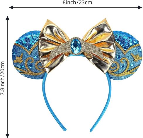 Mouse Ears Headbands For Women Adult Mouse Ear Costume Cosplay Birthday for Park Blue Party with Bows in Saudi Arabia